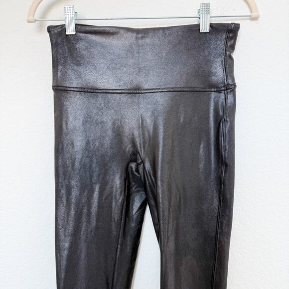 Spanx High‎ Waist Faux Leather Tummy Control Leggings Black Size Medium - Picture 4 of 7
